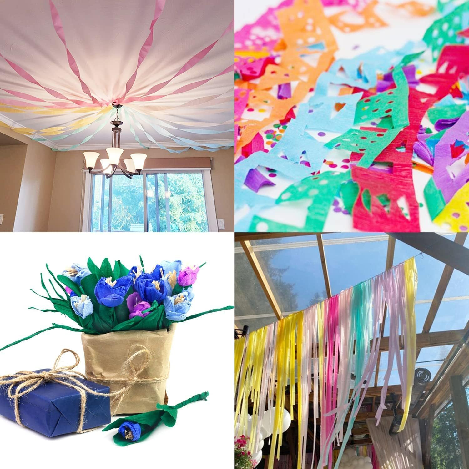 Rainbow Streamers Party Decorations Streamer, 10Pcs Crepe Paper Streamer Hanging Rainbow Streamers image number 4