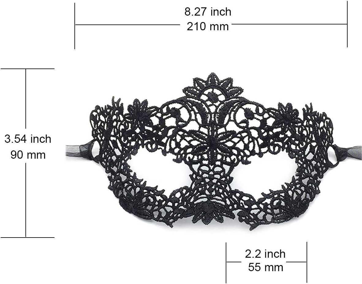Imapo Masquerade Mask, Sexy Mardi Gras Masks for Women Lady Girls, Halloween Christmas Cosplay Venetian Party Prom Ball Lace Eye Masks - Black image number 3