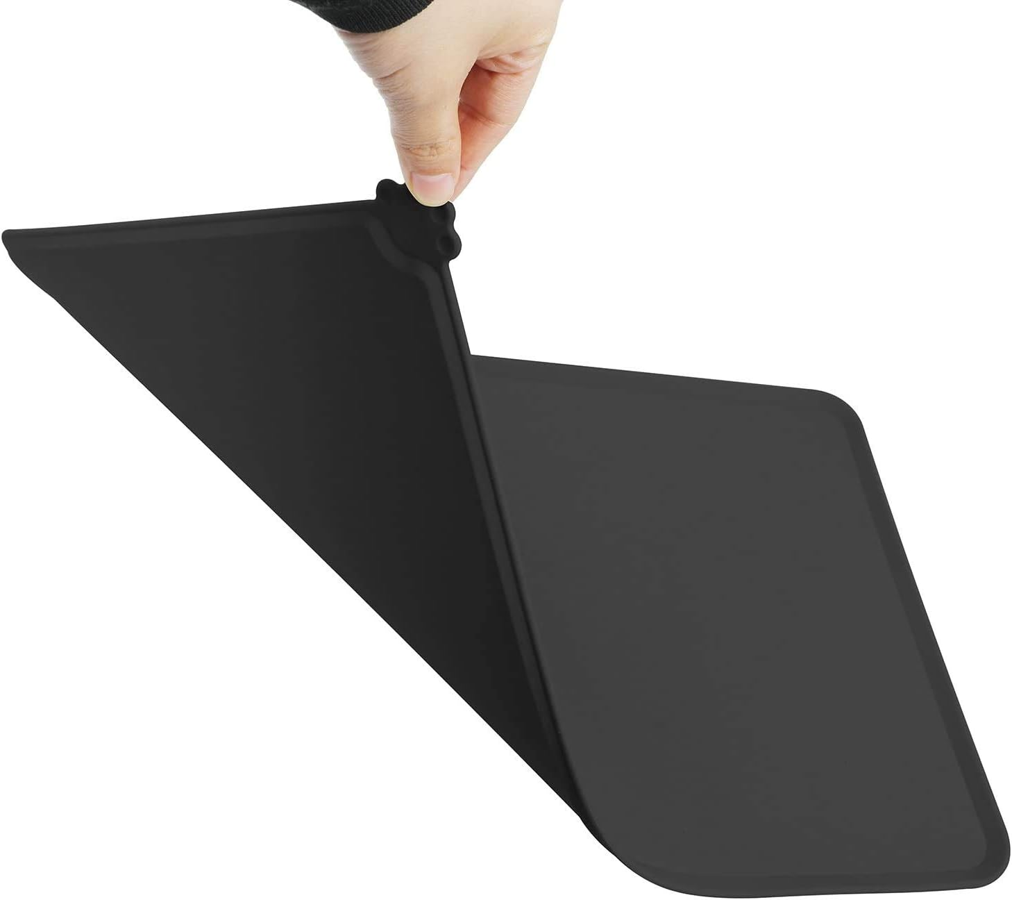EZONEDEAL Dog Food Mat, Silicone Cat Food Mat, Non Slip Waterproof Pet Feeding Mat Food Container Placemat Pet Food Mat for Small Animals Cat Mat - Dog Bowl Mat (48X30Cm, Black) image number 7