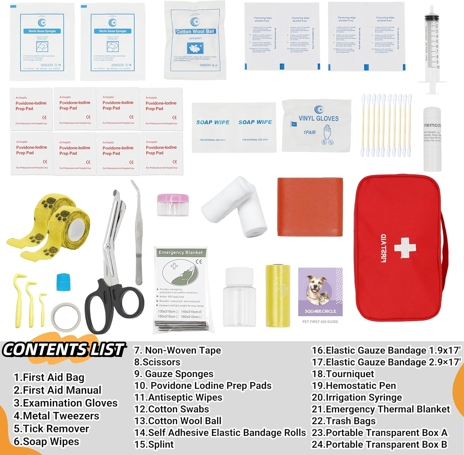 Pet Emergency Kit - Pet First Aid Kit for Dogs and Cats, Dog Camping Essentials, Dog Travel Accessories, Ideal for Home, Travel, Camping, and Hiking image number 4