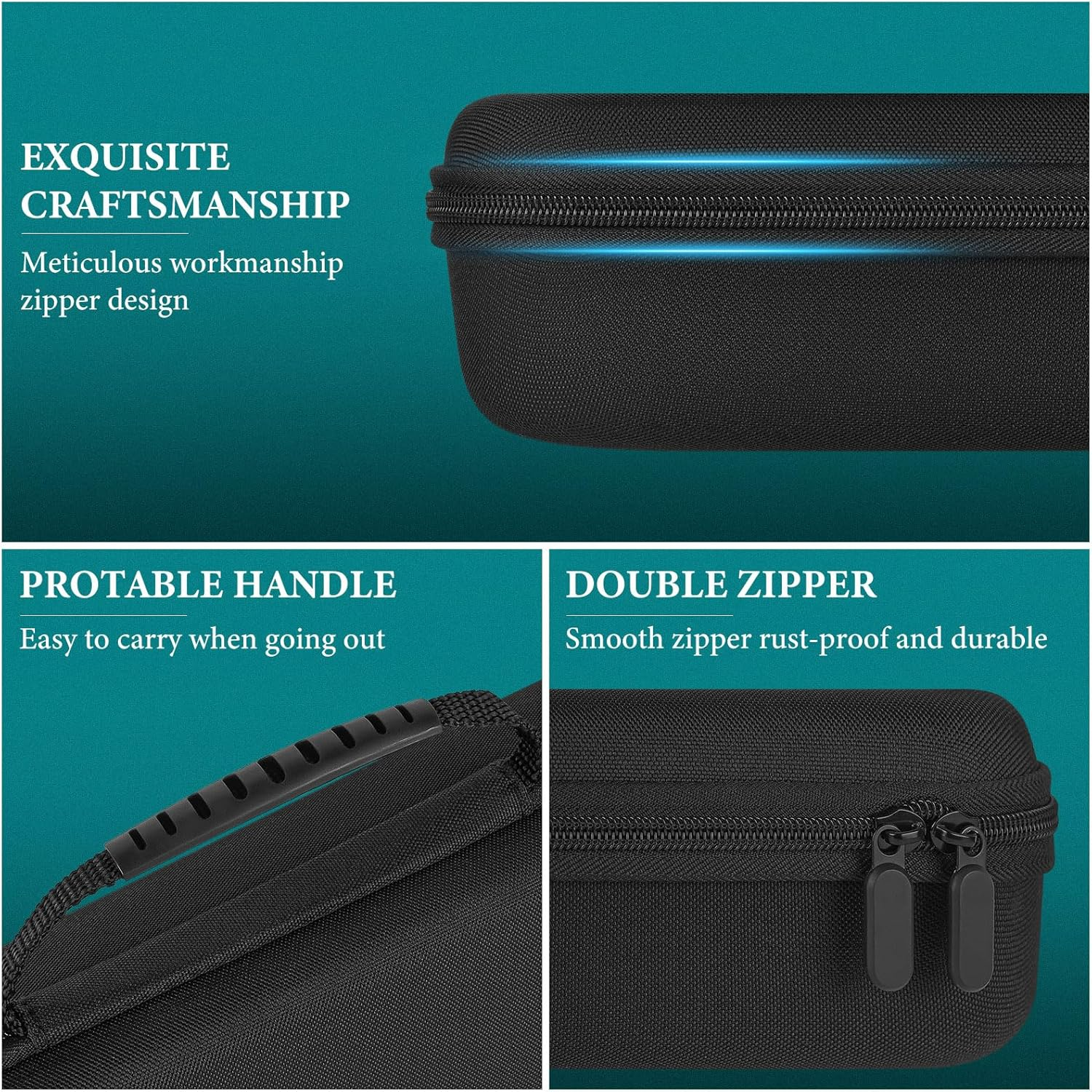 Geekria Storage Case Compatible with Playstation Portal Remote Player, Built-In Stand Design Handheld Gaming Accessories Carrying Case, Shockproof Protective Hard Shell Travel Bag (Black) image number 2