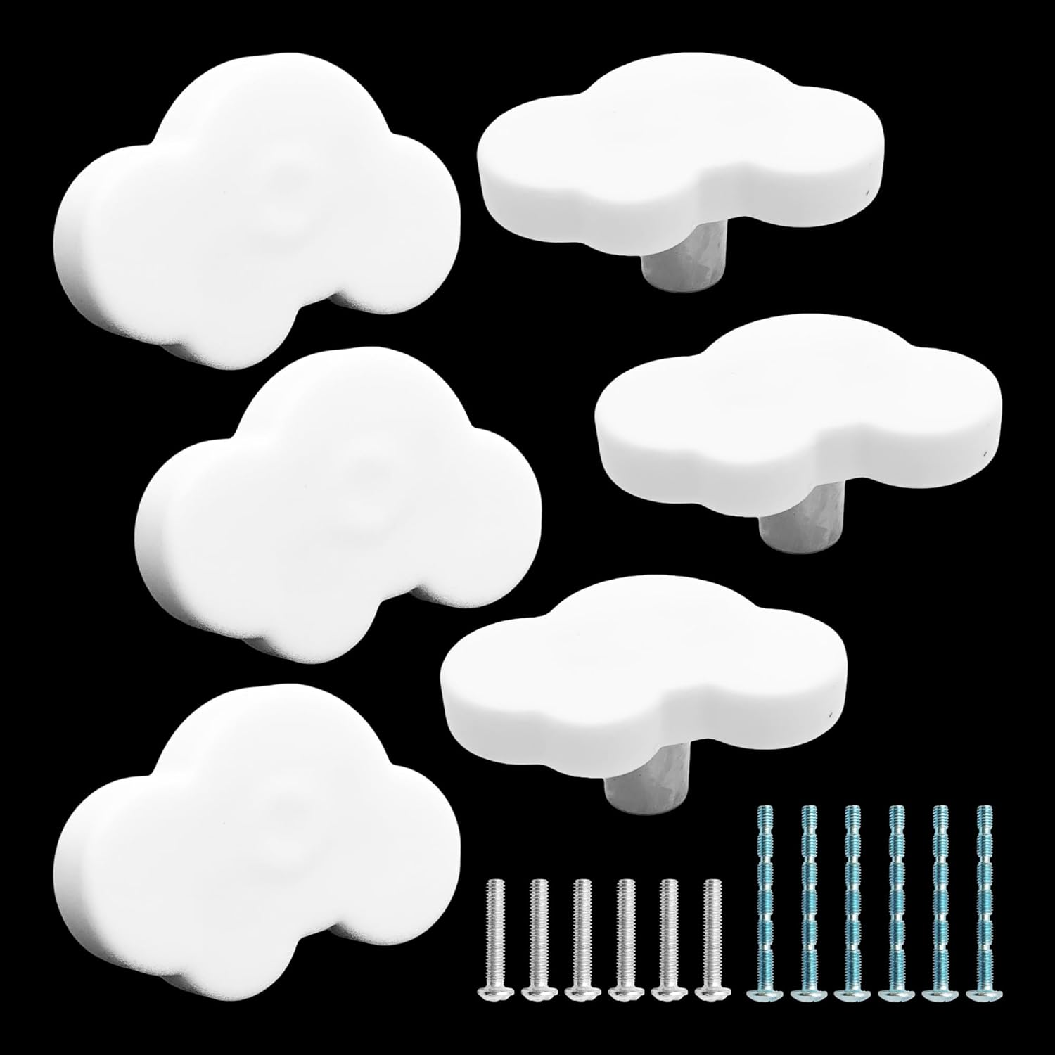 6Pcs Yellow Flower Shape Knobs - Soft Rubber Handles, Cabinet Drawer Pulls for Kids' Rooms & Closets, 1.8X1.8X0.85 Inch with Screws