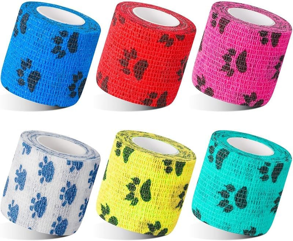 Self-Adhesive Bandage Dog Vet Wrap, 6 Roll Pet Vet Wrap Cohesive Bandages,Dogs Elastic Bandage Wrap Tape for Wrist Ankle Sprains, 5Cm X 4.5M image number 4