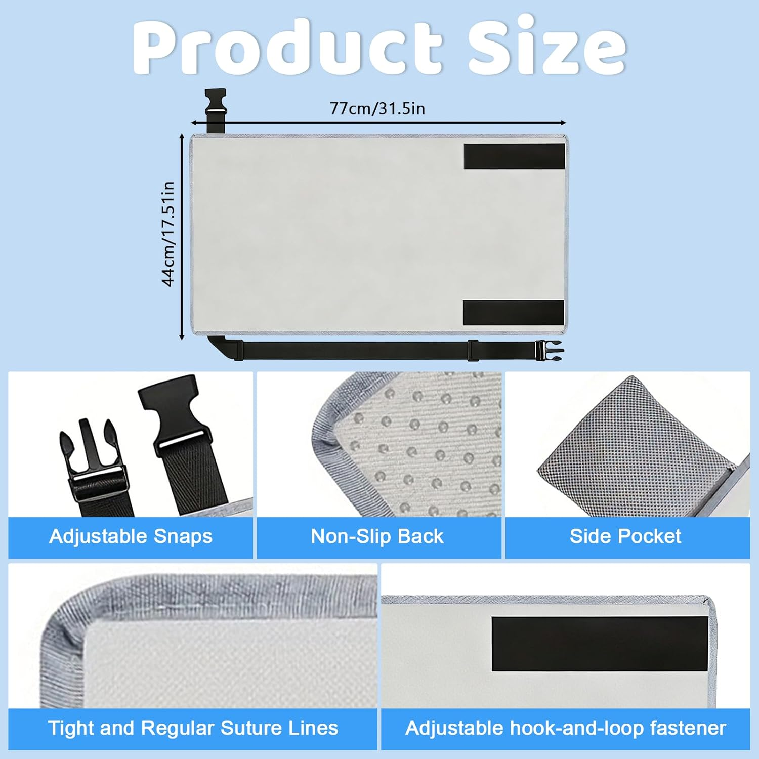 Airplane Seat Extender for Kids, Footrest & Toddler Airplane Bed, Oxford Cloth Airplane Toddler Bed, Toddler Travel Bed, Toddler Airplane Travel Essentials, Travel Seat Cushion for Kids - Grey image number 5