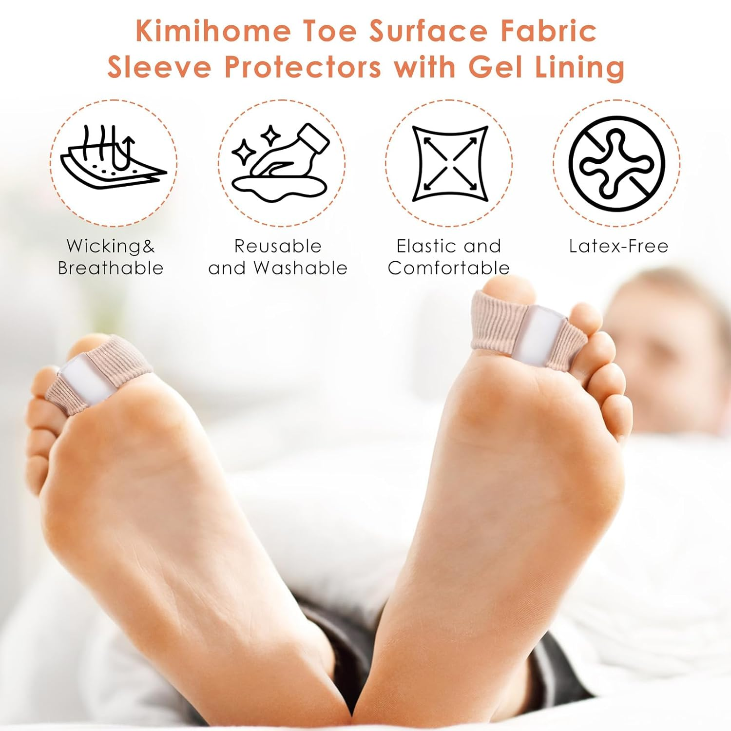 2PCS Gel Toe Separators Silicone Toe Spacers Fabric Lining Bunion Correctors Breathable Toe Straightener for Women Men Overlapping Toes Relieve Foot Pain image number 5