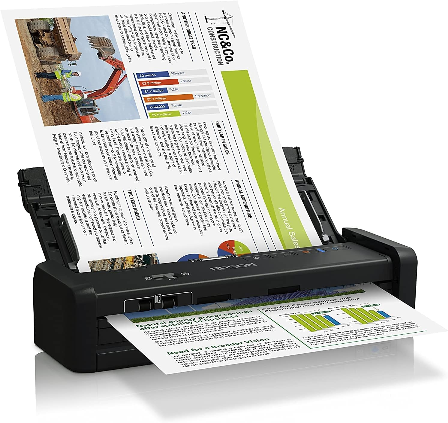 Epson Workforce DS-360W Mobile Wi-Fi & Battery Scanner - 25PPM