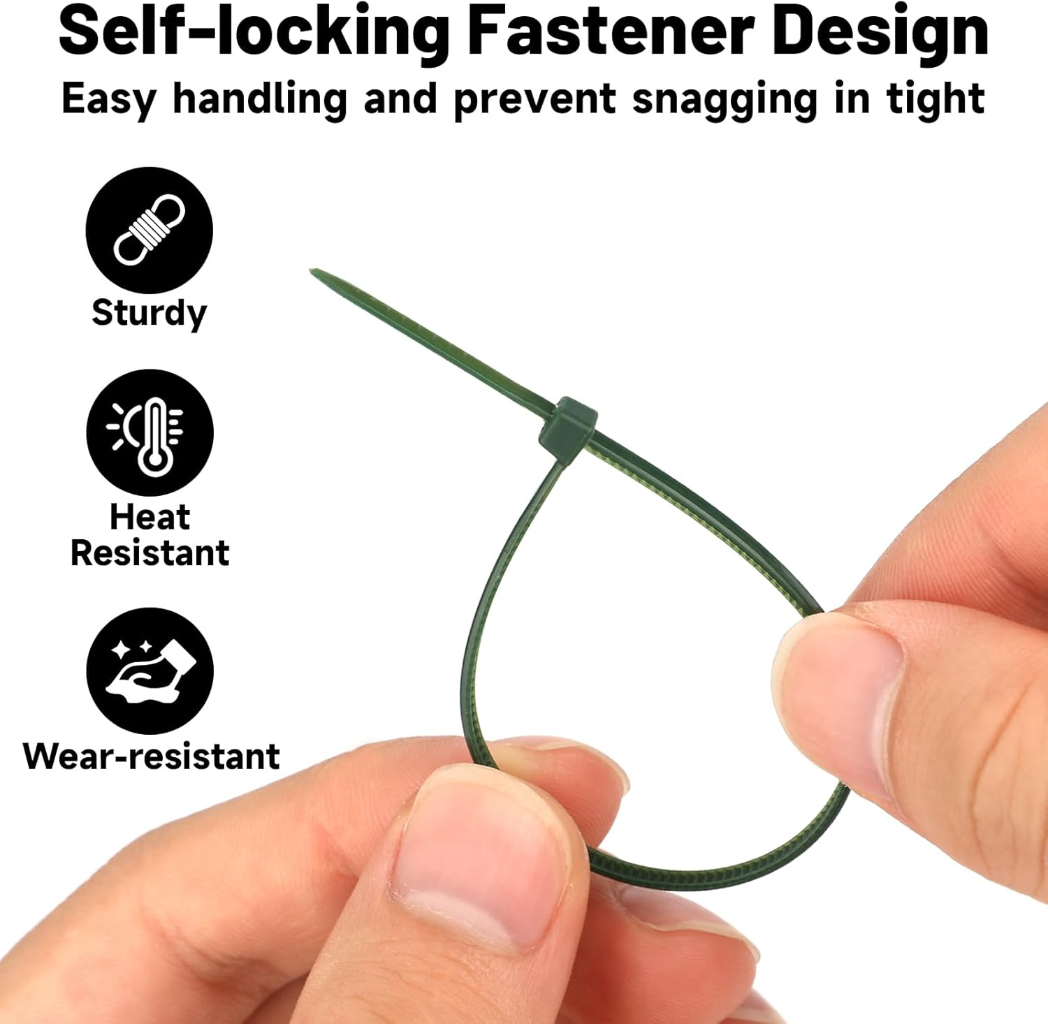 KINGLAKE GARDEN Green Zip Ties 4 Inch 3MM 100 Pack Green Nylon Tie,Premium Plastic Wire Ties for Indoor and Outdoor image number 1