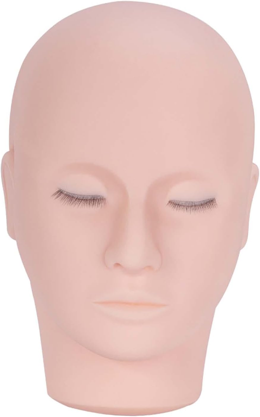 Eyelash Mannequin Head Cosmetology Doll Face Head with Eye Lashes, Durable Easy to Clean, Rubber Practice Head for Home Use Salon Stylist image number 4