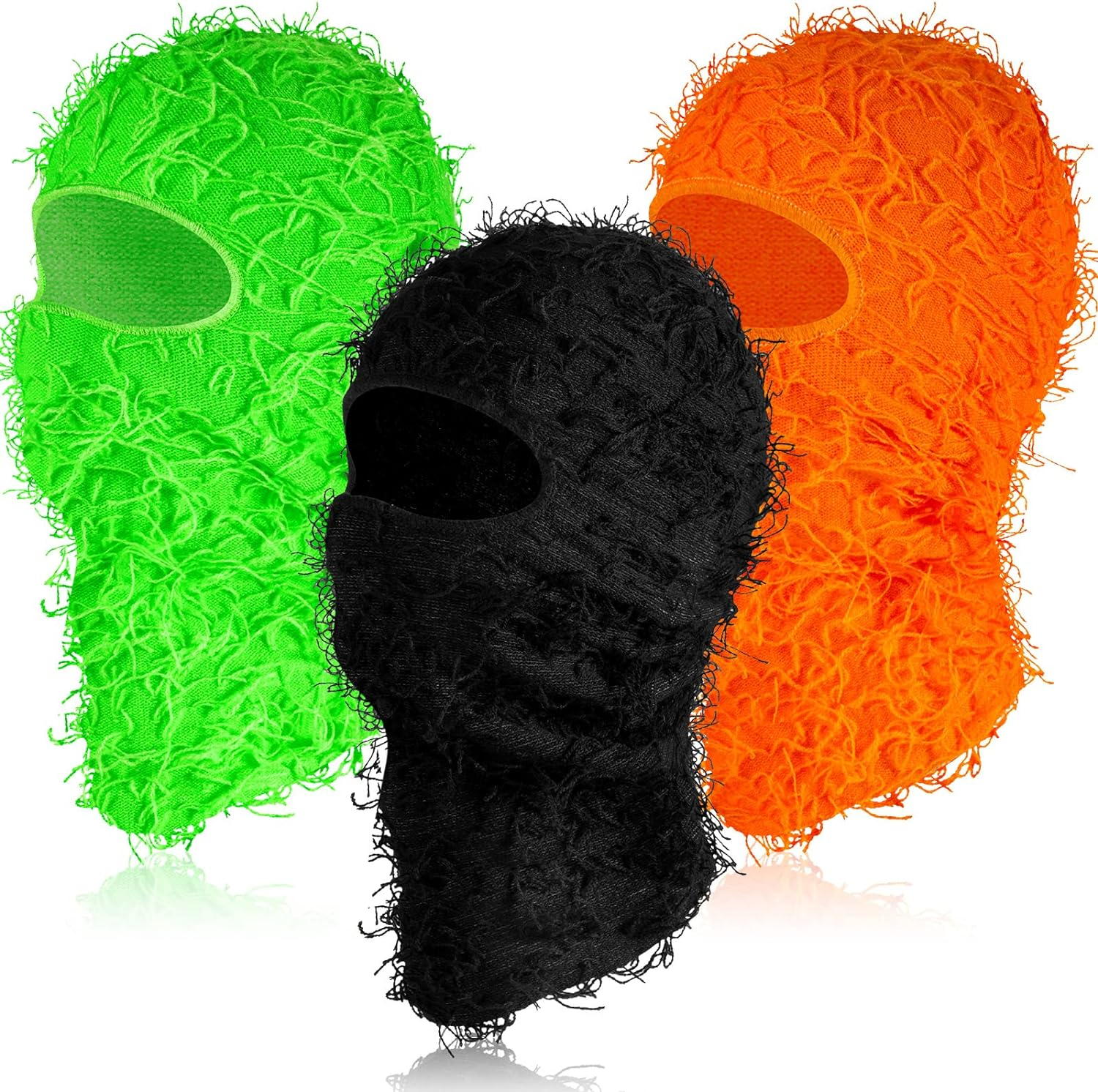 Newcotte 3 Pcs Distressed Balaclava Full Face Ski Mask Cool Knitted Balaclava Windproof Ski Mask for Men Women Cold Weather image number 5