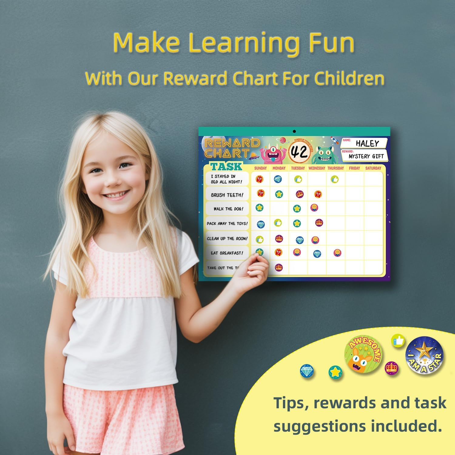Behavior Reward Chart System, with 26 Chore Charts & 2280 Stickers - Motivate Responsibility & Good Habits image number 3