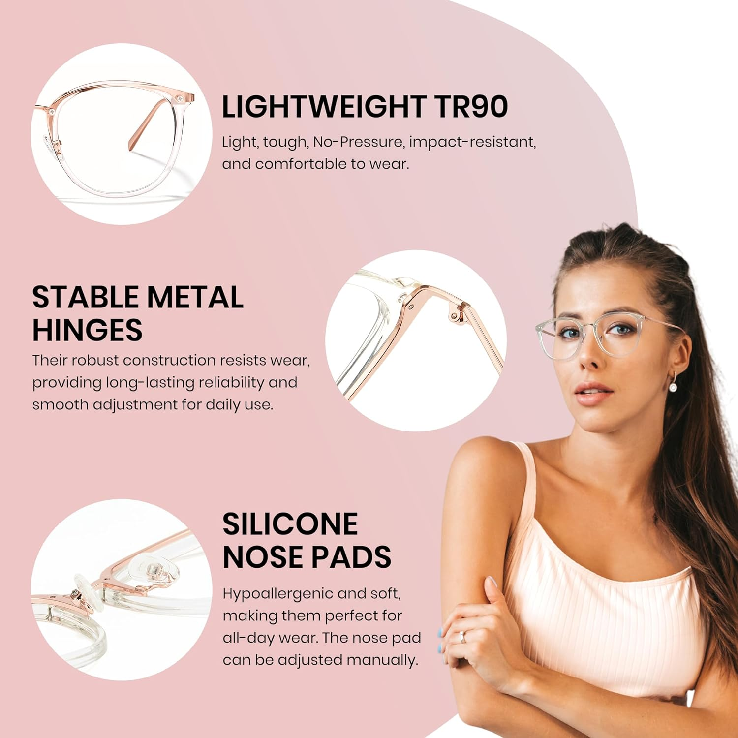 Cyxus Blue Light Glasses for Women, Blue Light Blocking Eyeglasses for Women, round Computer Eyewear anti Eye Strain Glasses image number 2