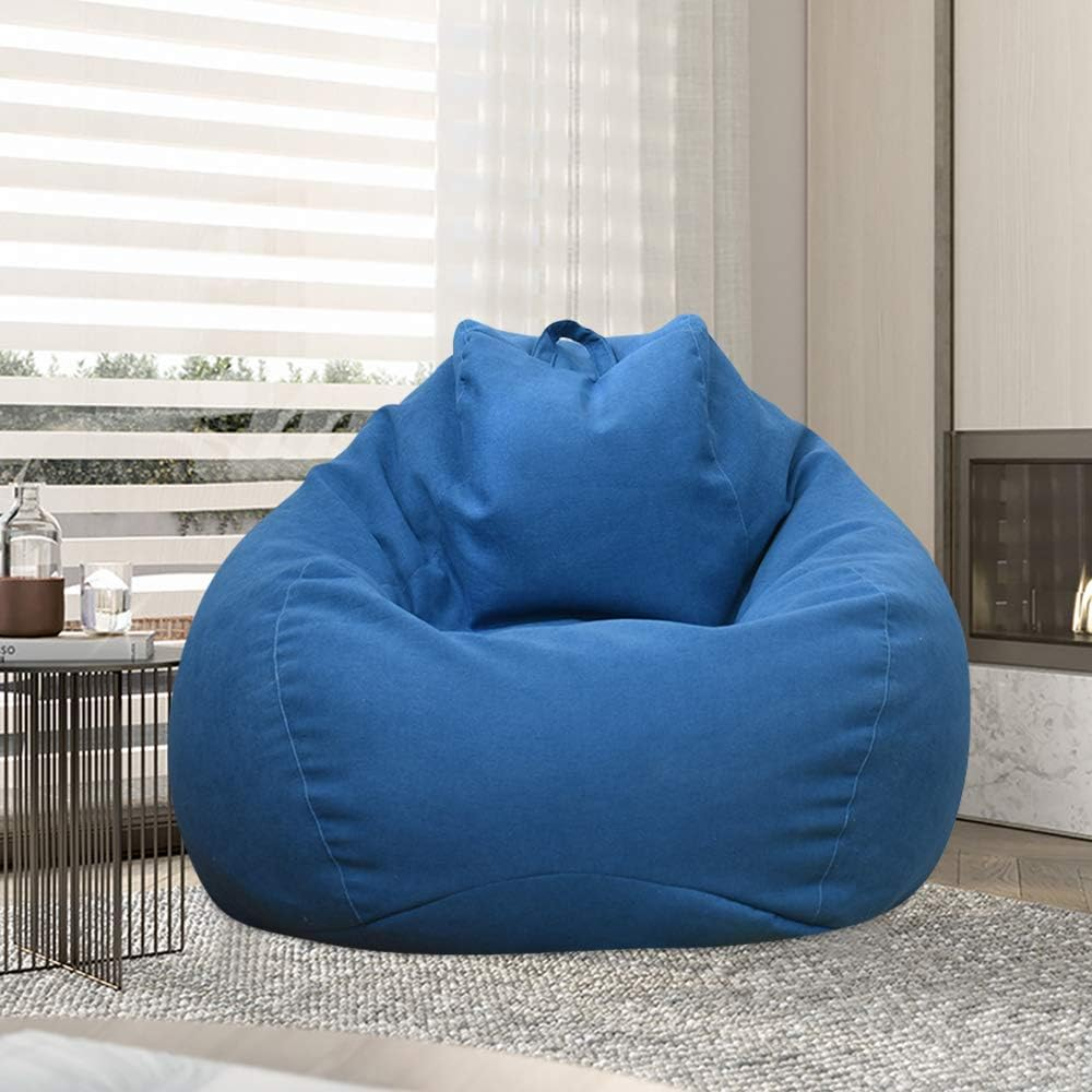 Bean Bag Chair Cover,Adults Large High Back Bean Bag Sofa Cover Recliner Gaming Storage Bag for Indoor Outdoor Beanbag Chair,No Filling (M, Blue) image number 3