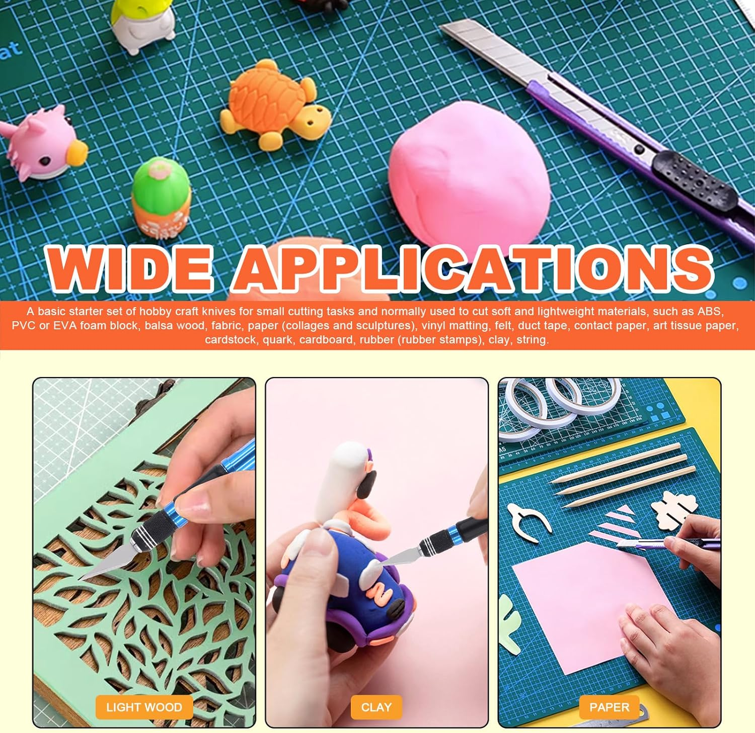 Tanstic 18Pcs Precision Craft Hobby Knife Set, Hobby Knife Blades with Craft Knife Handles for Scrapbooking, Modeling, Art Work, Wood & Leather Working image number 6