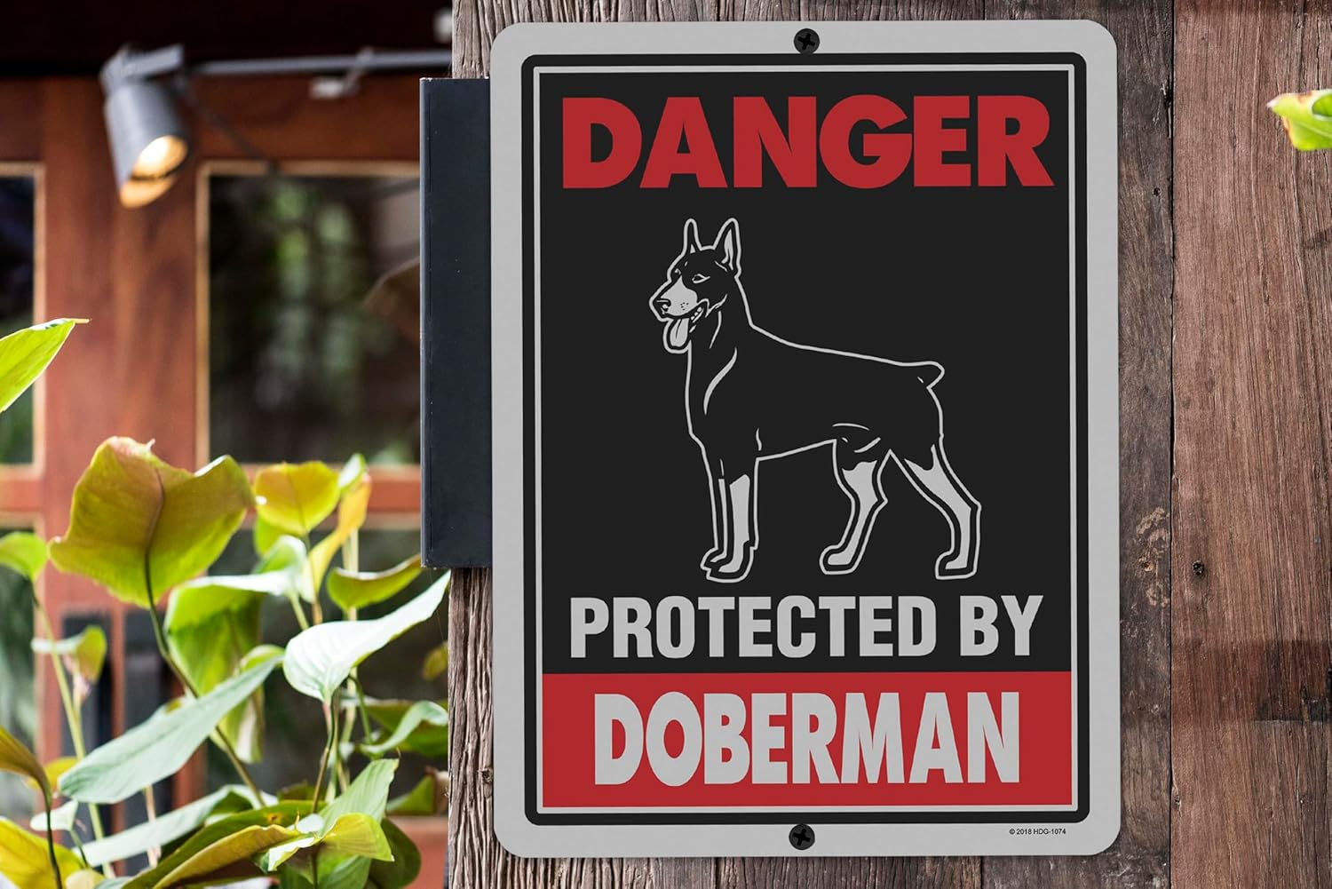 Danger Protected by Doberman 9 X 12 Inch Beware of Dog Warning Metal Aluminum Sign - Made in the USA image number 3