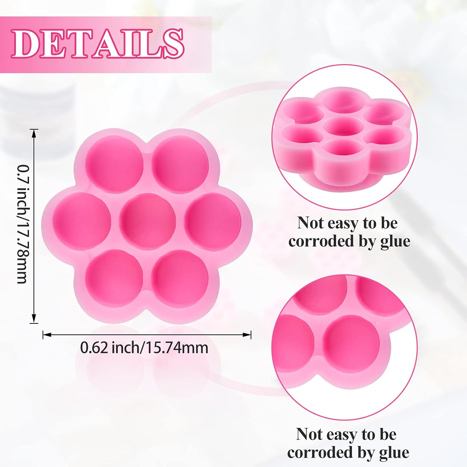 Maitys 200 Pcs Flower Glue Cup Lash Glue Holder Volume Eyelash Extension Flower Pallet Pad Easy Fan Eyelash Ring Cup Bulk for Women Girls Extension Lashing Supply Kit(Pink)