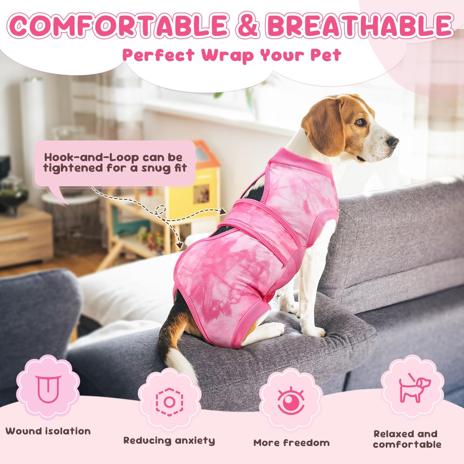 Slowton Dog Recovery Suit after Surgery - Dog Surgical Recovery Suit for Female Male Pet Bodysuit, anti Licking Pet Pajama Onesie E-Collar Cone Alternative, Small Medium Large Surgical Clothes