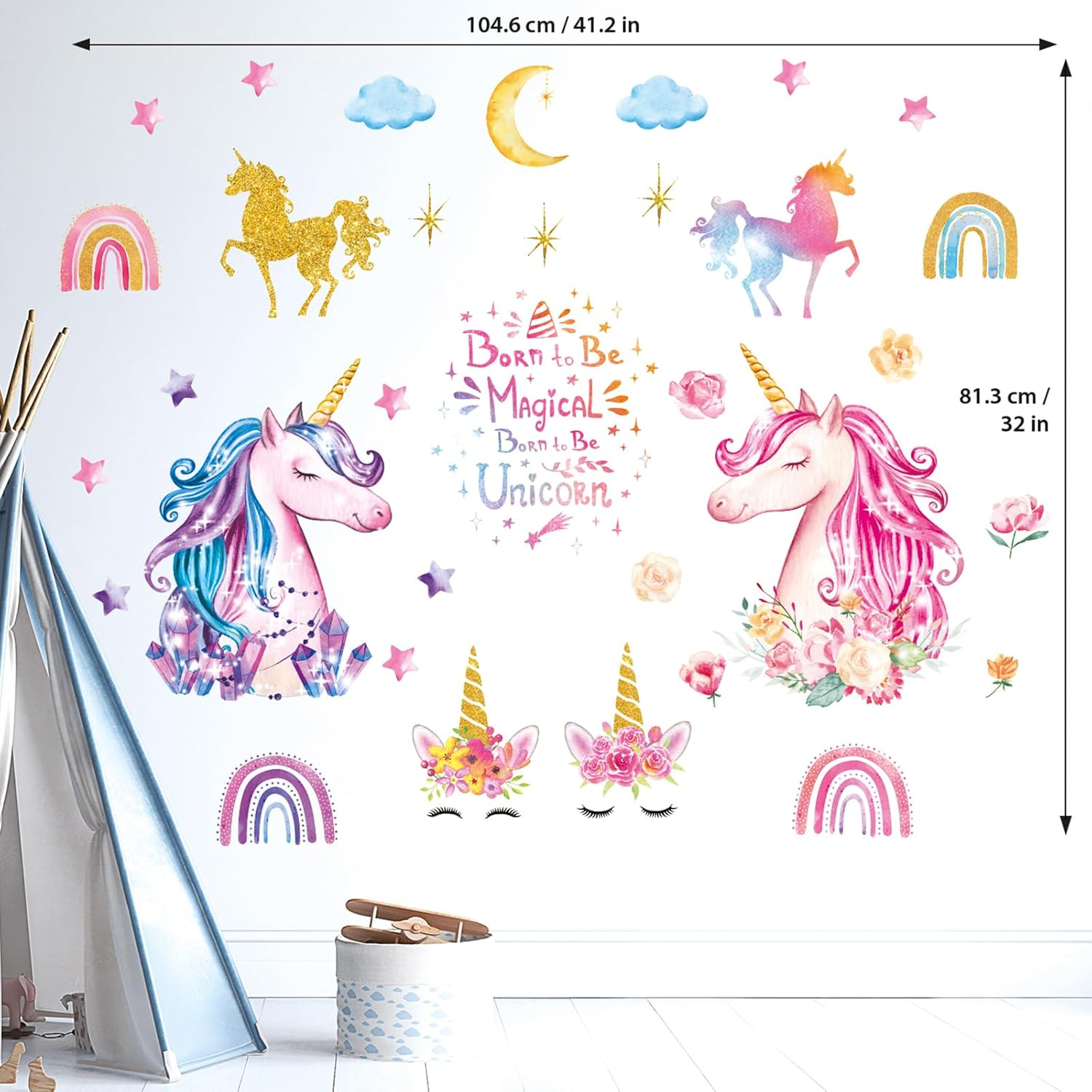 DECOWALL Unicorn Wall Stickers &ndash; Rainbow & Unicorn Wall Decals with Motivational Quotes for Kids Bedroom Nursery & Playroom Decor (DS8-8049) image number 3