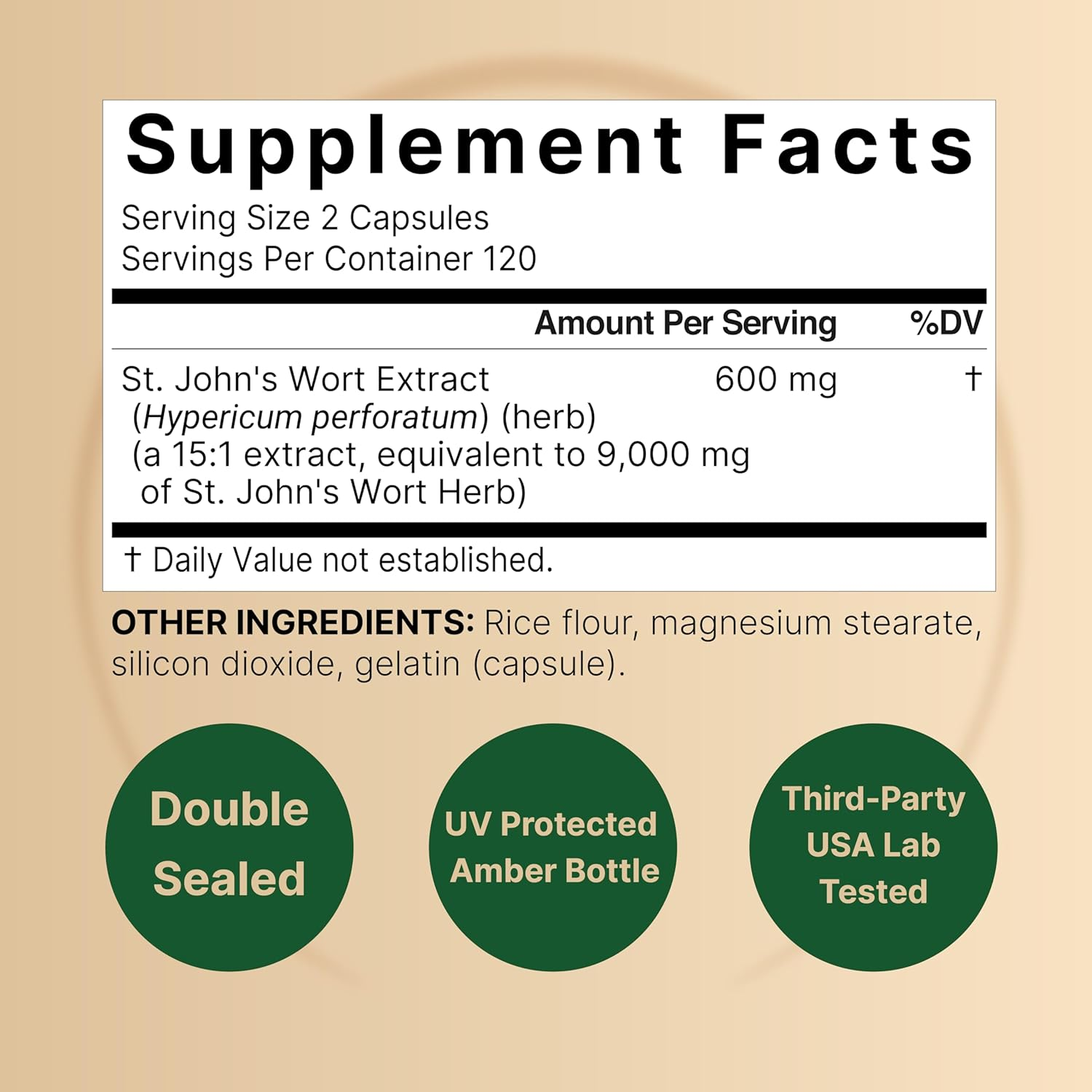St John'S Wort, Made with Organic St John'S Wort, 1500 Mg, 200 Capsules, Supports Positive Mood and Mind, Supports Nervous System, No Gmos, No Preservatives image number 4