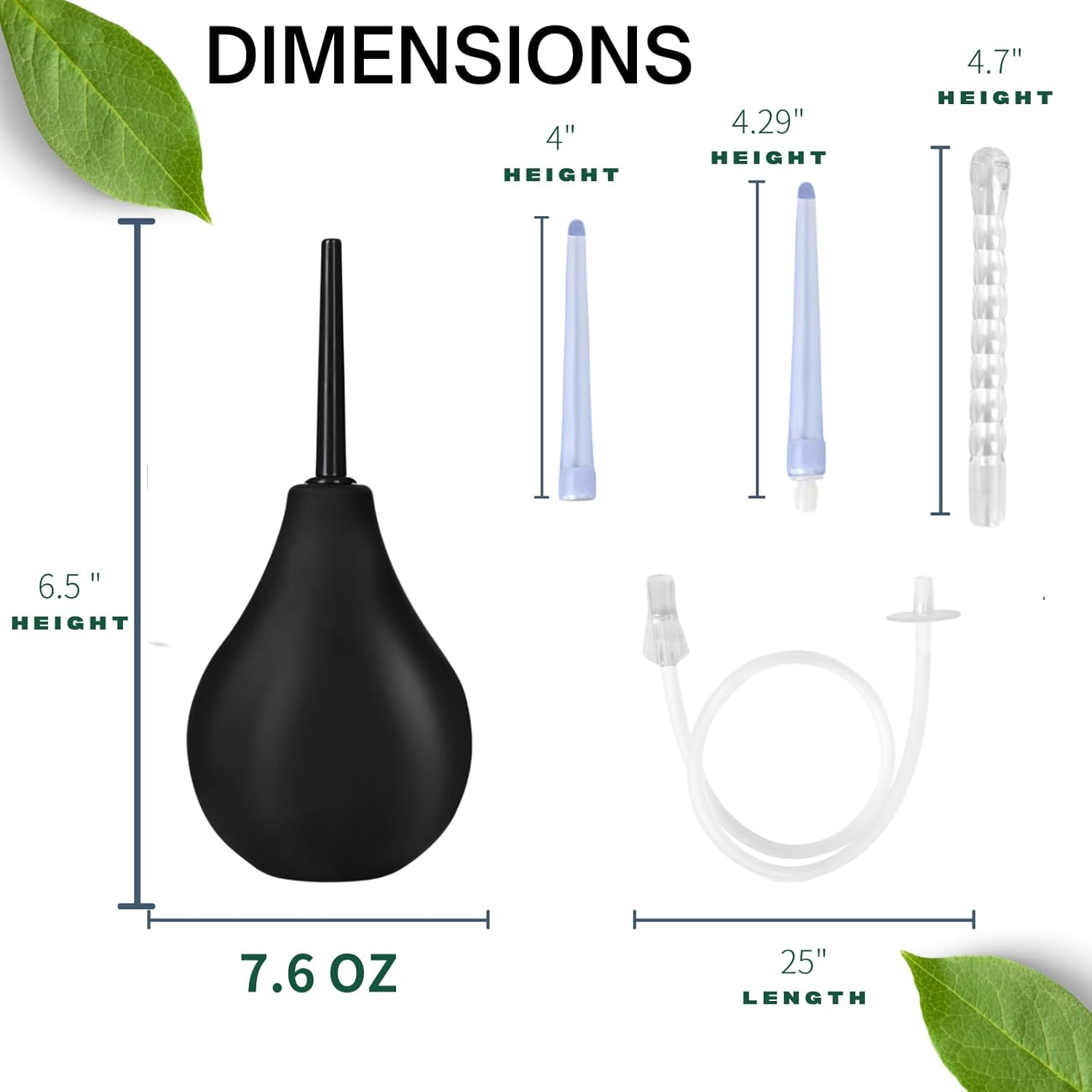 Enema Bulb Kit ， Douche for Men Women Beginners， with 19.7In Hose+4 Nozzles (Black) - Blackone image number 4