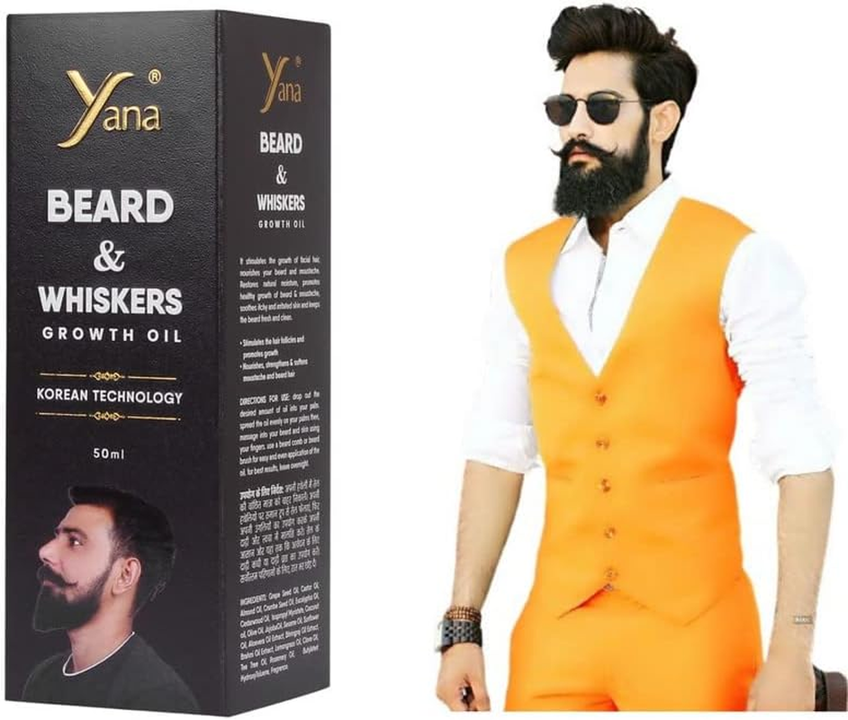 Yana Beard Growth Oil Nourishing Oils for Stronger Fluffier & Shinier Beard 30 Ml Made in India Yana Beard Oil for Men Yana Beard Oil for Growing Beard Faster by Korean Technology