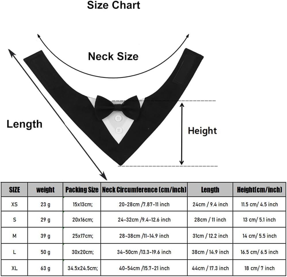 Formal Dog Tuxedo Wedding Dog Bandana Dog Wedding Tux with Bowtie Dog Birthday Costume Adjustable Dog Formal Outfit for Medium Dogs Pets (Black, M) image number 5