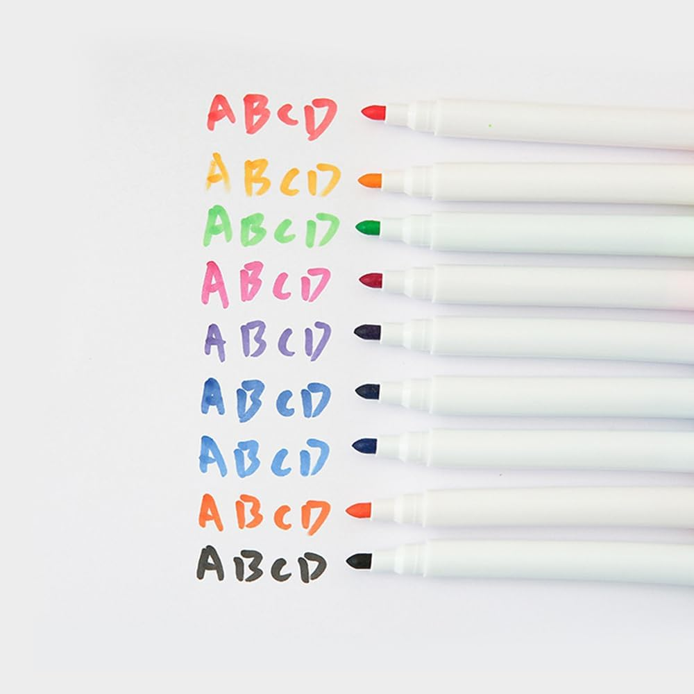 CCINEE 9 Colours Whiteboard Marker Pens, Magnetic Erasable Pen with Eraser(Pack of 18Pieces)