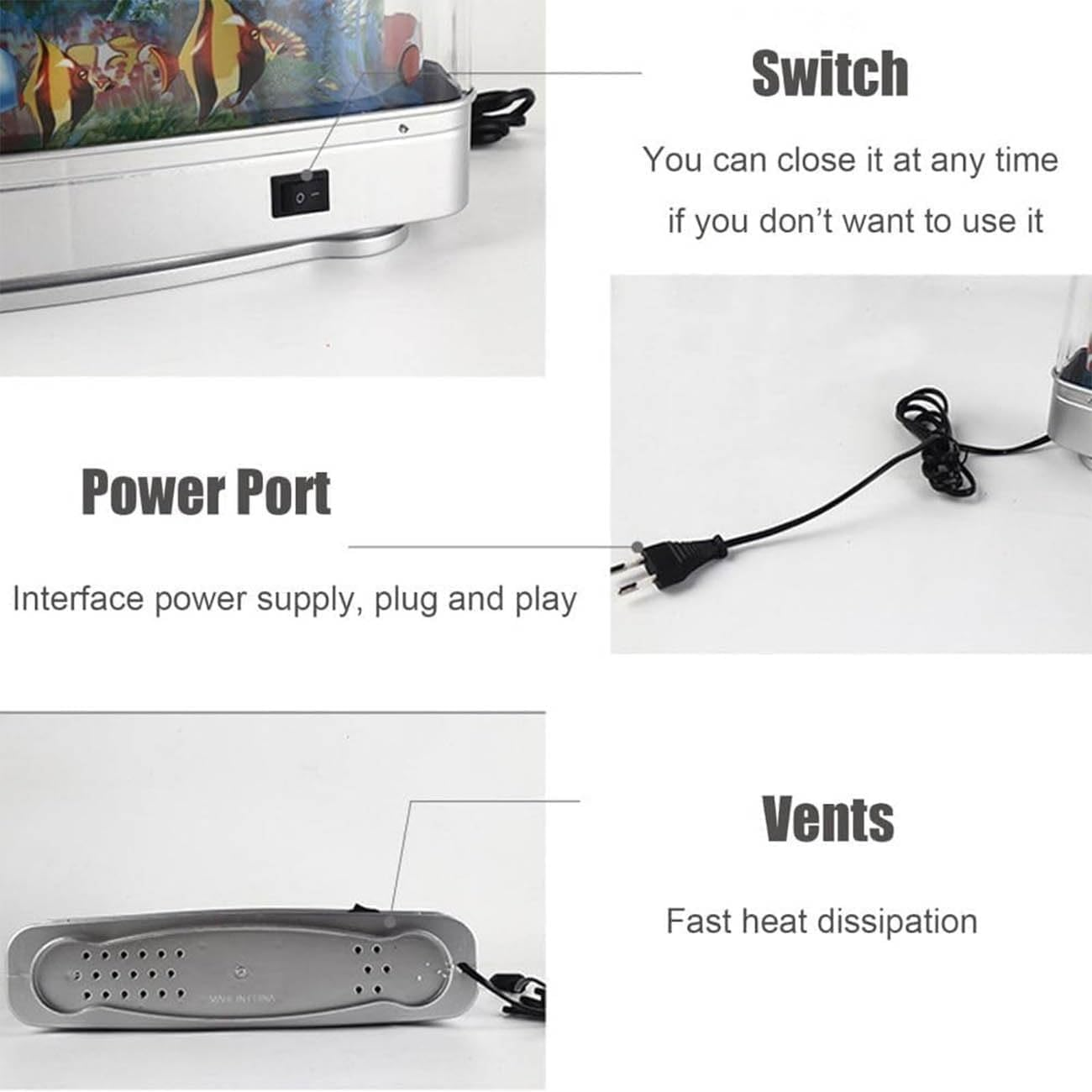 Artificial Fish Tank with Moving Fish,Fake Fish Tank Mini Aquarium,Perfect Sensory Lamp,Seabed World Lamp Lighting Move Aquarium image number 6