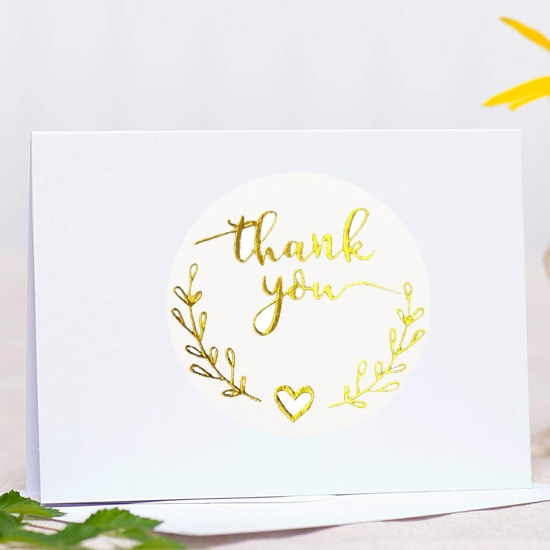 Thank You Stickers Labels, 500 Pieces Golden Olive Color Thank You Stickers for Small Business Adhesive Sticker Labels, Roll Thank You Sticker for Envelopes, Packing Bags, Gift Bags image number 5