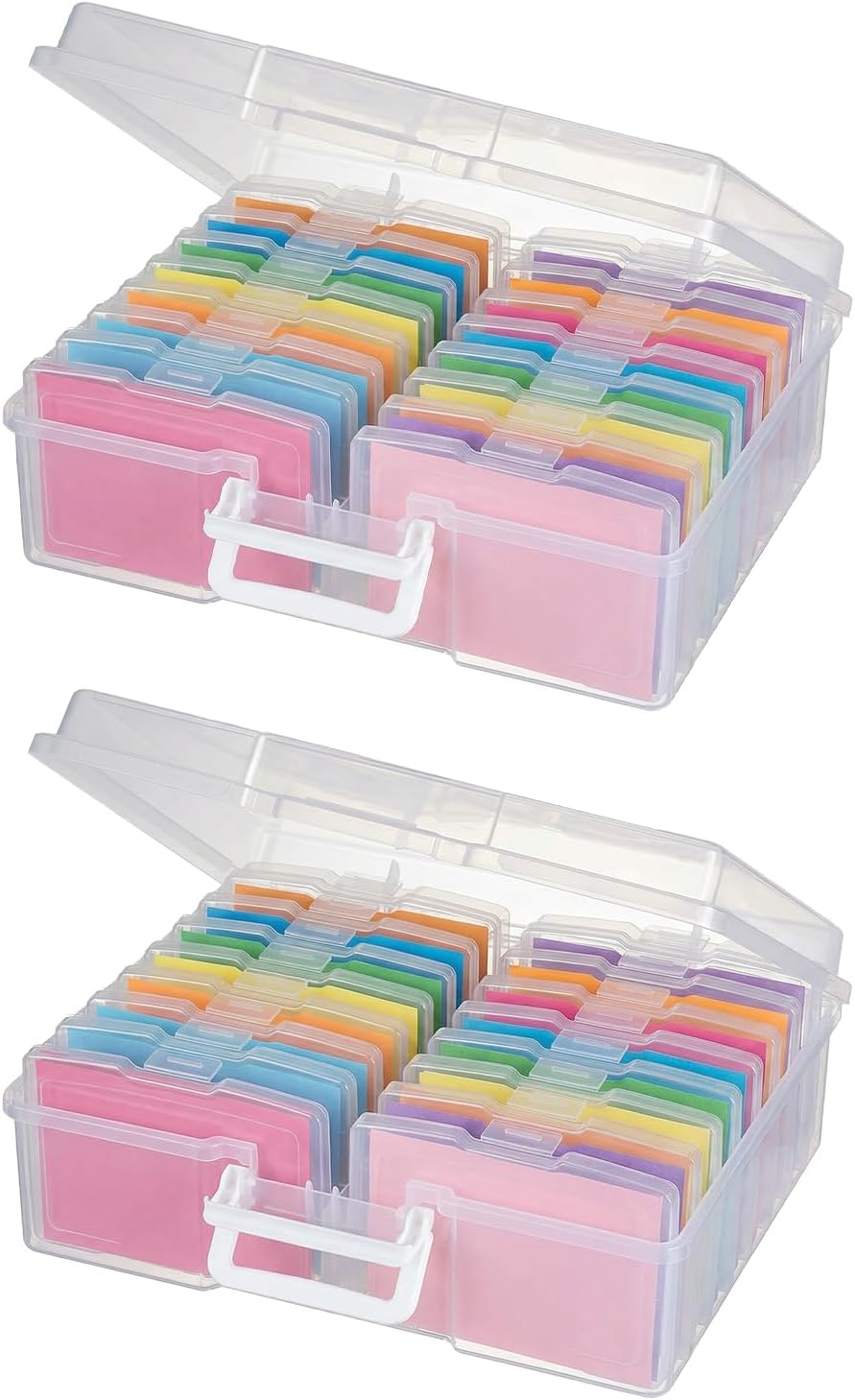 Novelinks Transparent 4" X 6" Photo Storage Boxes - 16 Inner Photo Organizer Cases Photo Keeper Picture Storage Containers Box for Photos (Cool-Colored)