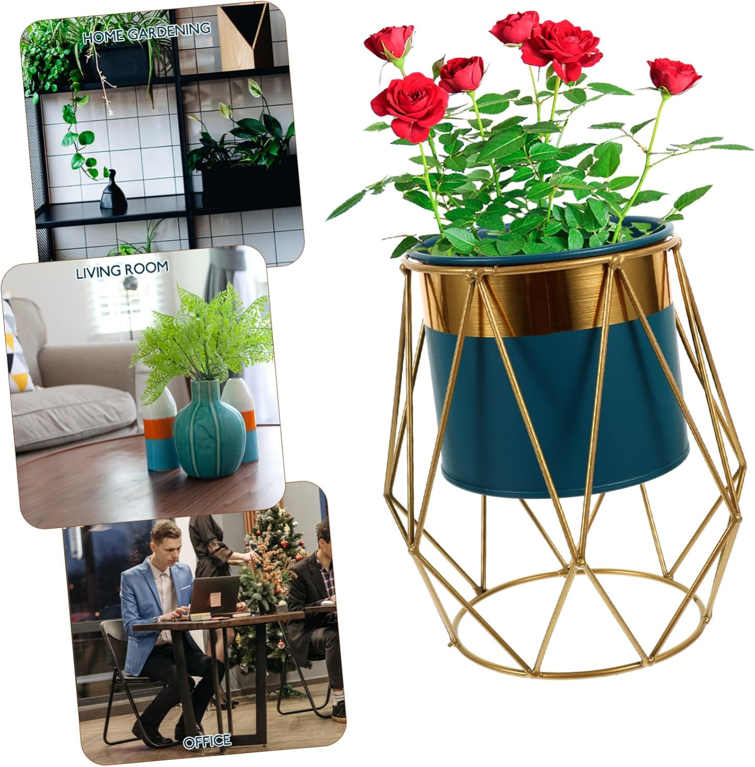 Nordic Flower Pot Stand Durable for Outdoor Use Enhance Your Garden Aesthetics Random Color - Blue image number 6