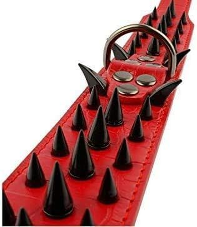 Pet Black Spiked Studded Dog Collar, Padded PU Leather Collars Medium Large Dogs (Red, XS) image number 1