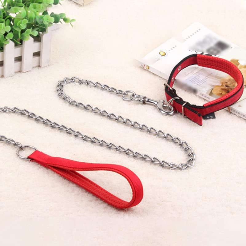 120CM Heavy Duty Pet Dog Puppy Metal Chain Lead, Soft Padded Handle Leash, Durable Stainless Steel - Black image number 4