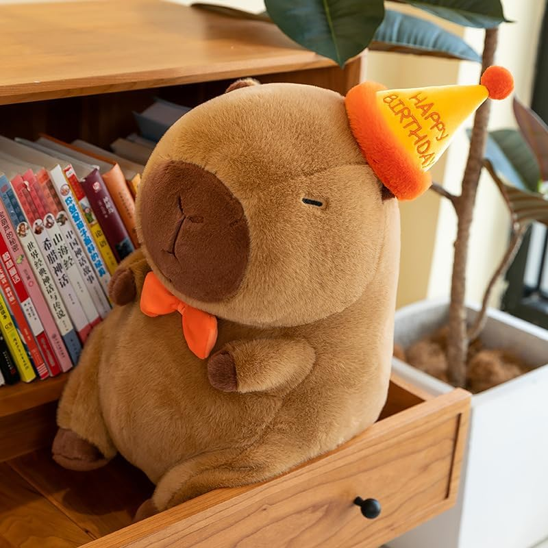 Cute Birthday Capybara Plush, 12-Inch Kawaii Stuffed Animal Soft Toy, Birthday Gifts, Party Decoration for Kids image number 5