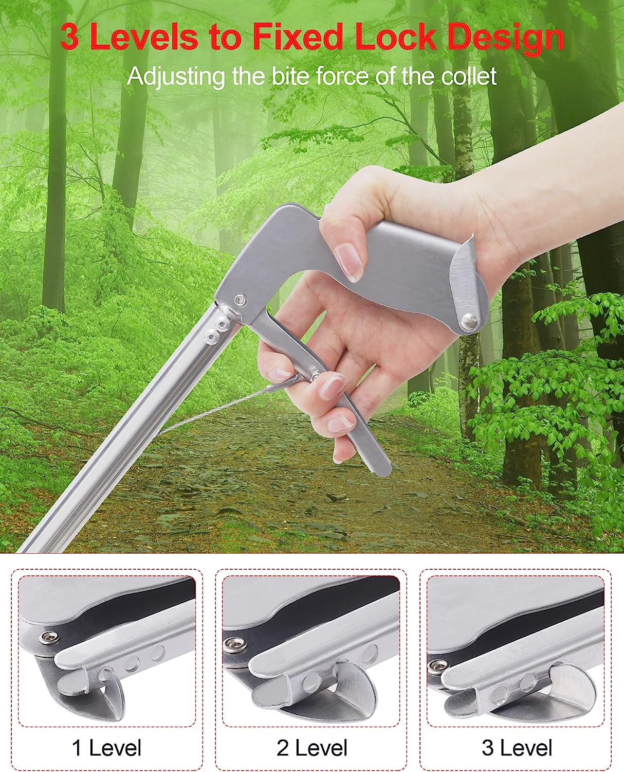 ZOTO 47" Snake Grabber Tool, Collapsible Snake Catcher Tongs, Professional Reptile Grabber Rattle Wide Jaw Handling Tool with Lock for Rattlesnake image number 5