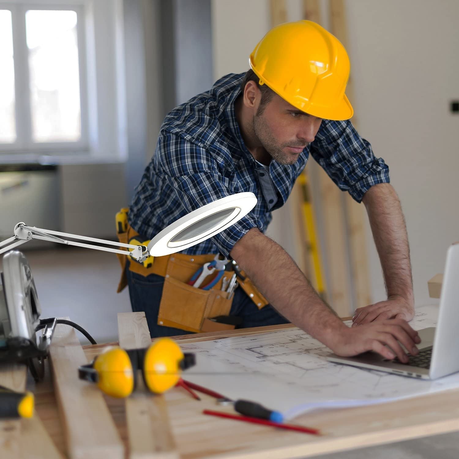 LED Magnifying Lamp, 8X Magnifying Glass Desk Light, 3 Color Mode 10 Brightness Level, 8-Diopter Magnifying Glass Clamp Lamp, LED Lighted Magnifier for Repair, Reading, Crafts, Close Works image number 2