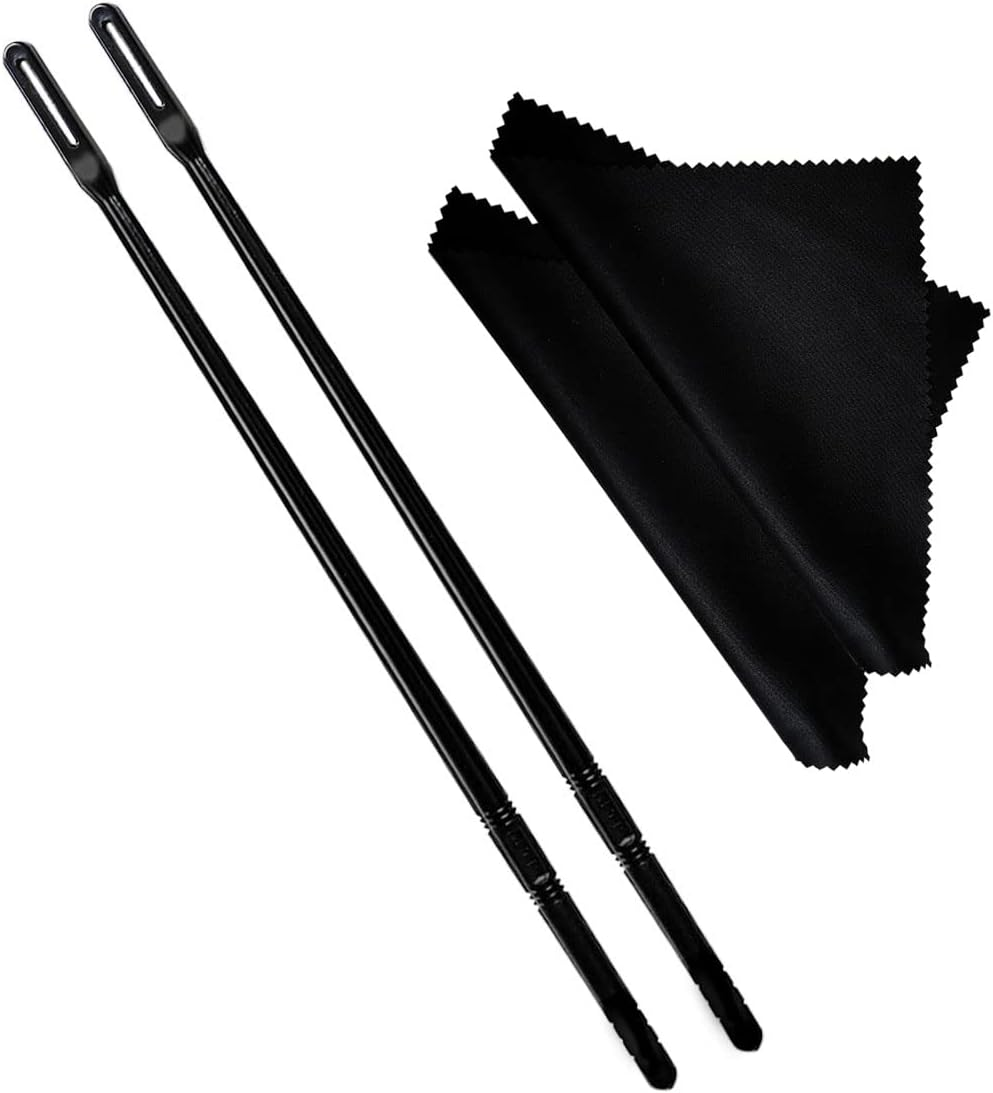 Flute Cleaning Rod with 3Pcs Flute Cleaning Cloth, Flute Cleaning Kit, Flute Cleaning Rod and Flute Cleaning Cloth, Cleaning Swabs Flute Cleaning Cloth, Flute Cleaning Cloth (Black)
