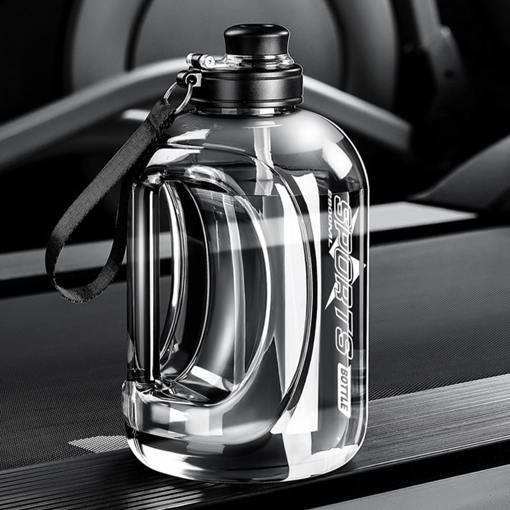 Half Gallon Water Bottle with Straw &ndash; Large Water Jug with Handle & Strap, Leakproof Sports Bottle for Gym, Fitness, and Outdoor Use