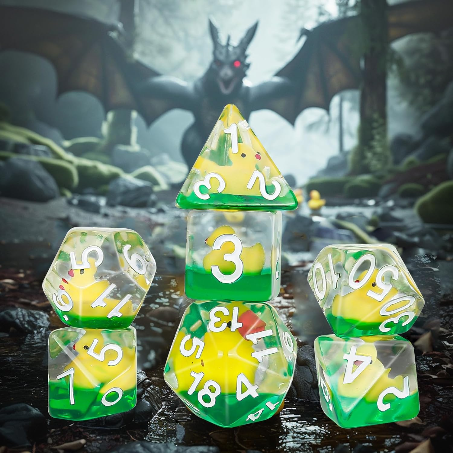 Oricraft D20 Yellow Duck Dice DND Dice Set Cute Duck inside DND Gaming Dice Polyhedral Role Playing Game Dungeons and Dragons Dice image number 6