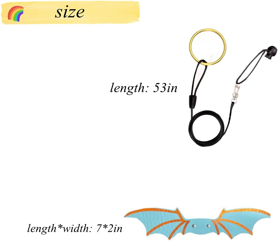 Lizards Leash Bearded Dragon Adjustable Small Reptile Animals Harness 3 Size Soft Leather Harness Lizards Leash with Wing for Small Medium and Large Reptile Animals (Blue) image number 5