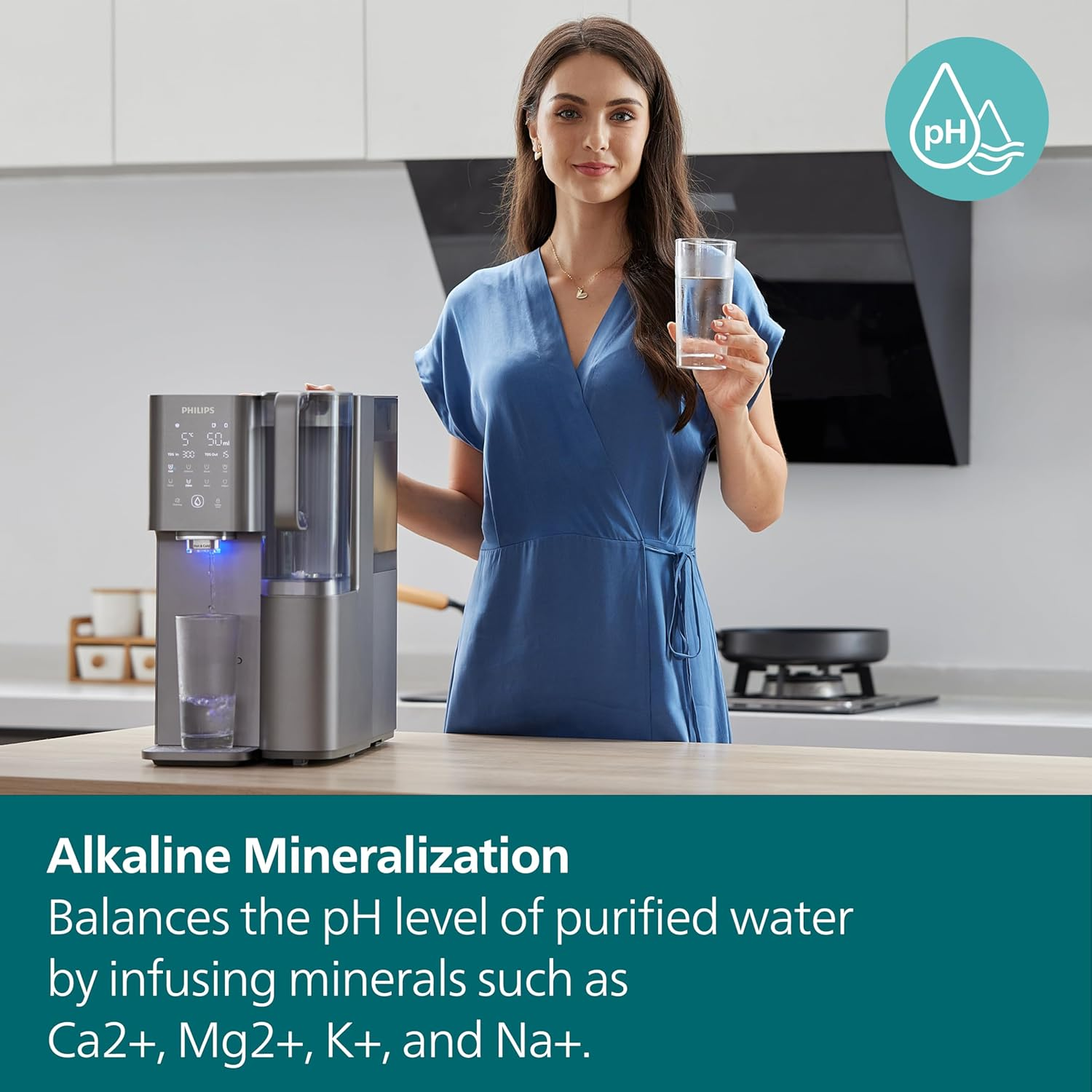 Philips Aquaporin Mineral Water Filter Station W/Ro Purification Instant Hot & Cold Water Dispenser Machine Alkaline Remineralisation UV-C LED 6L Tank Compatible with Reverse Osmosis Filter Cartridge image number 1