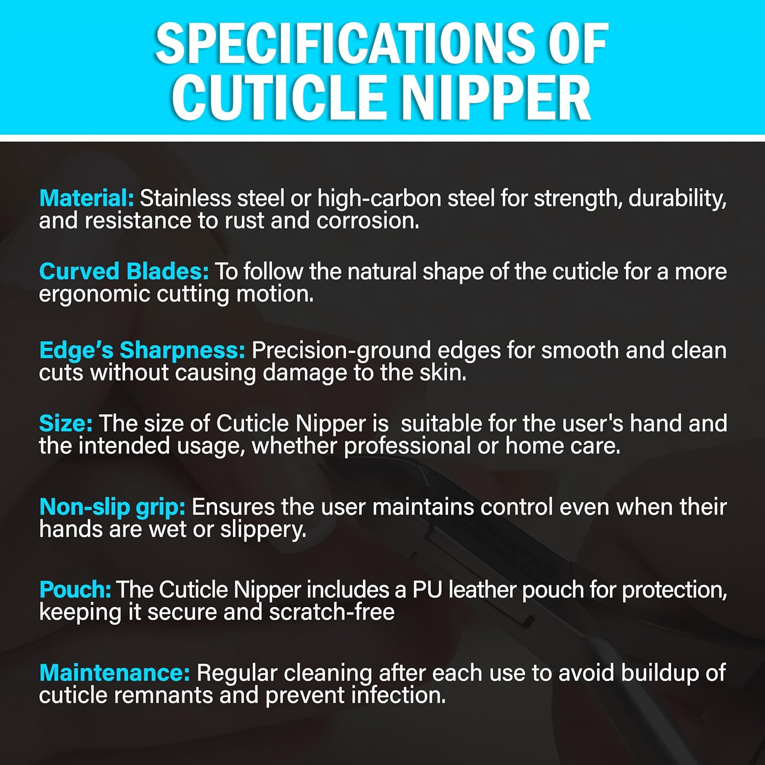 Premium Cuticle Nipper for Thick & Ingrown Toenails, Professional Nail Clippers Stainless Steel Cuticle Cutter with Safety Pouch, Ideal for Manicure Set, Pedicure Set image number 1