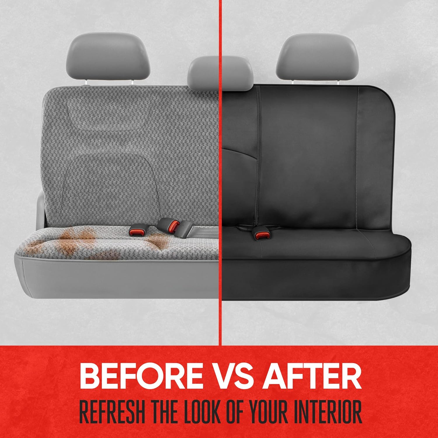 Motor Trend Spillguard Neoprene Rear Seat Protector - Waterproof Bench Cover for Cars with Gray Stitching, Padding for Kids & Dogs - Beige image number 6