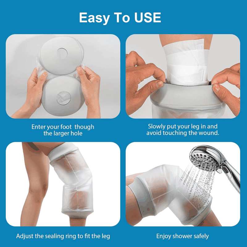 Waterproof Knee Cast Cover for Shower,Watertight Cast Bag Covers- Shower Protector for Knee Replacement Surgery, Wound, Burns Reusable image number 2