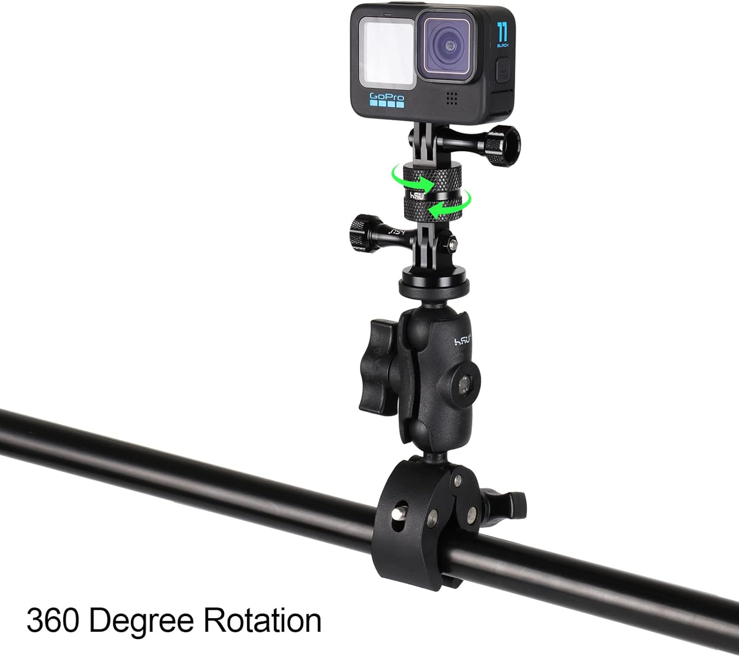 (360 Degree Rotation Camera Mount (Black)) - HSU Aluminium 360 Degree Rotation Camera Mount, Tripod Adapter Compatible with Gopro Hero, DJI, Sony, Xiaomi Yi and Other Action Cameras image number 1