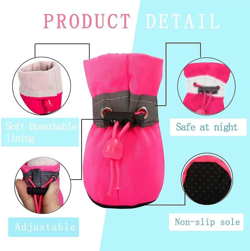 Dog Boots Paw Protector, Anti-Slip Winter Dog Shoes with Reflective Straps for Small Medium Large Dogs 4PCS (Yellow, 2) image number 2