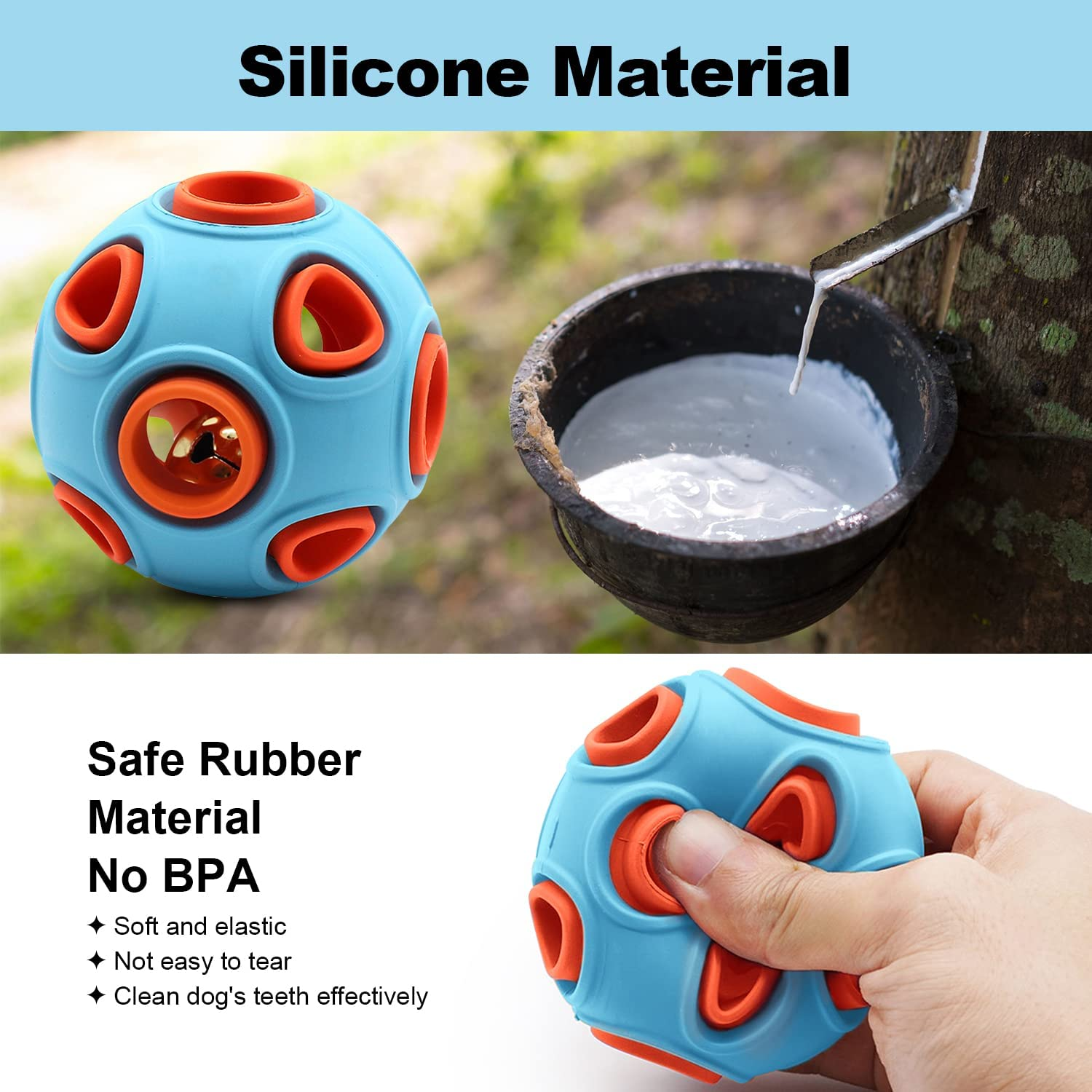 Dog Toys, Dog Toy Ball Indestructible Dog Chew Toys Ball Interactive Giggle Ball for Dog, Treat Dispenser Dog Toy Ball for Large, Medium and Small Dog, Relieve Anxiety and Boredom