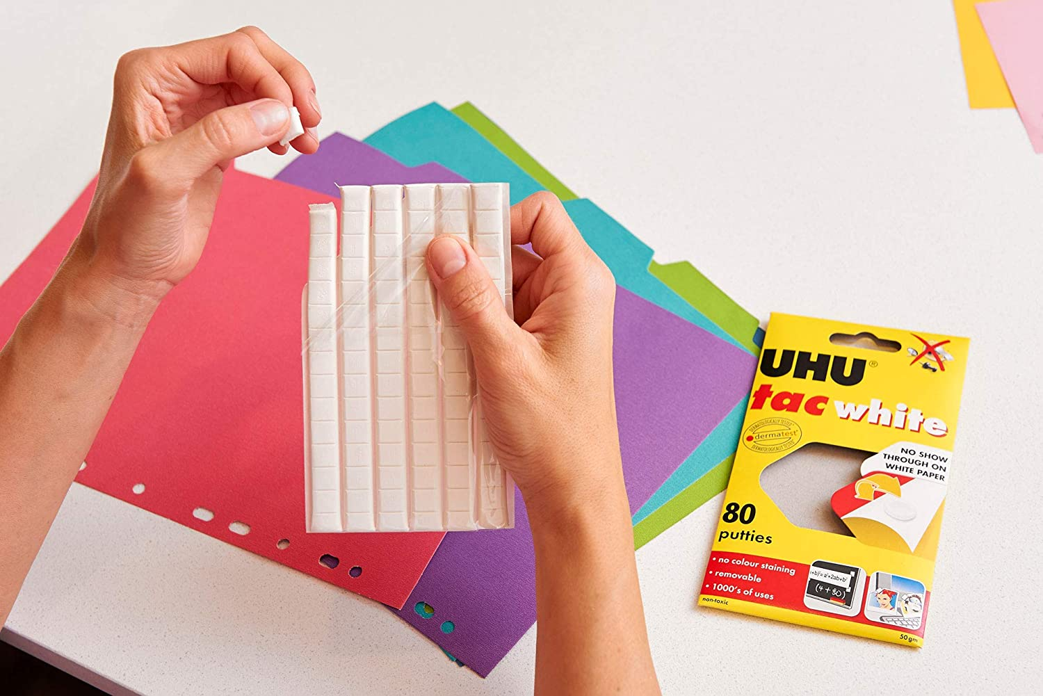 UHU Re-Usable Tac 80 Adhesive Putties, White, (33-39565) image number 1