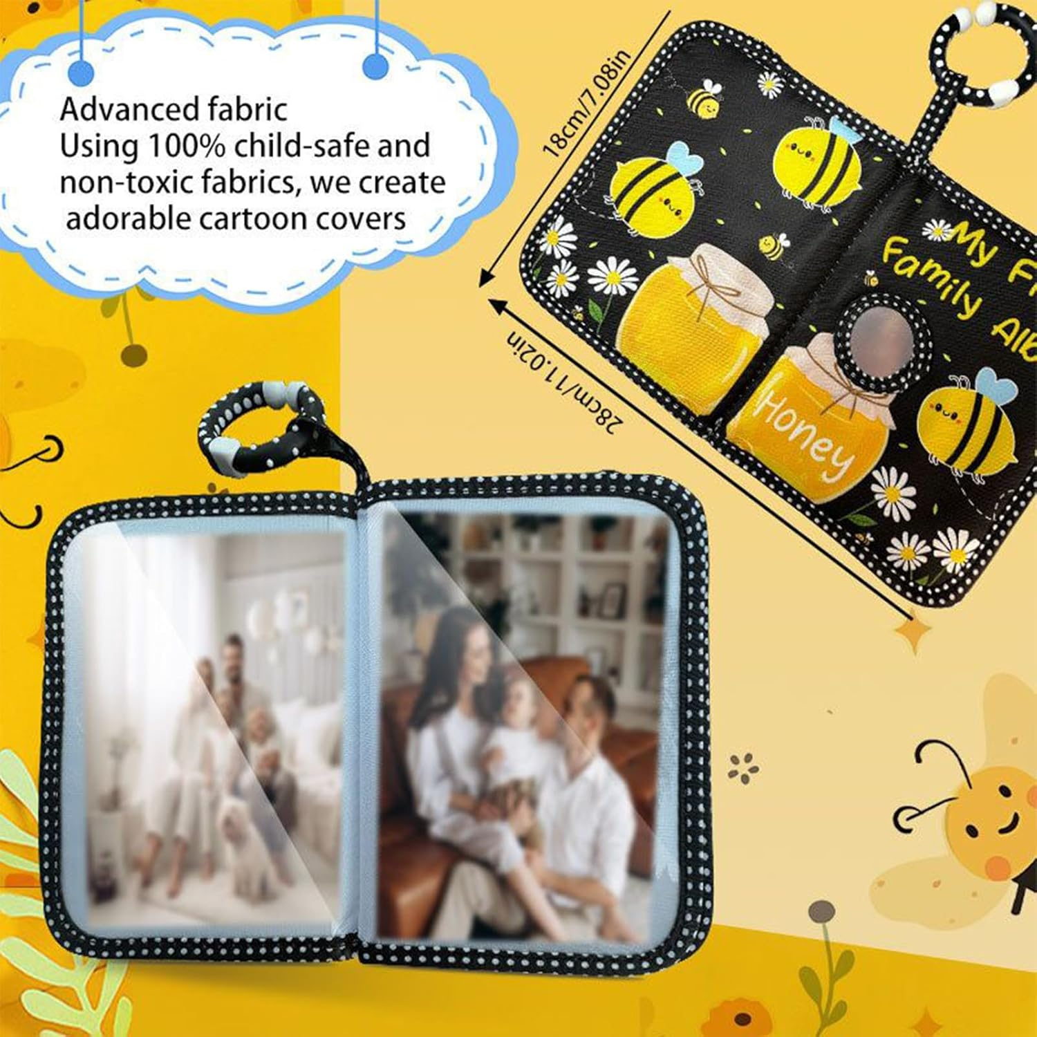 Baby Photo Albums,First Baby Album Photo Book - Hold 4X6 Pictures Soft Cloth Book with Safe Mirror, Mom Must Haves for Kids Toddler Family Memory Keepsake Wedding image number 6