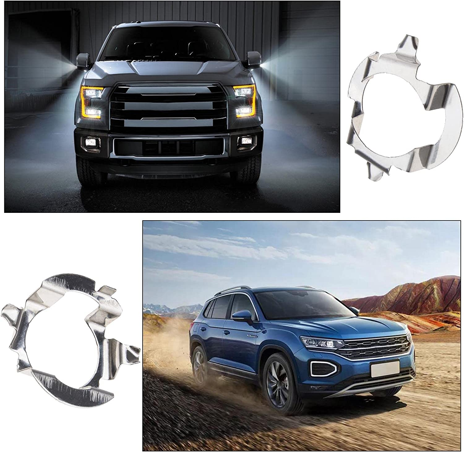 SING F LTD 2Pcs H7 LED Headlight Bulb Retainers Holder Adapter Compatible with Jetta Compatible with Benz image number 2