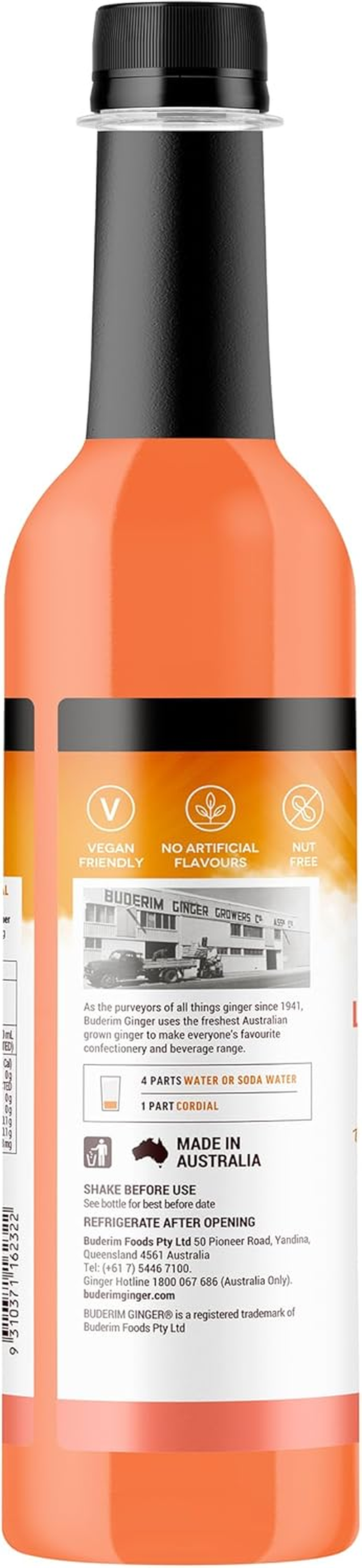 Buderim Ginger Lemon Lime Bitters NO SUGAR Cordial &ndash; Makes 15 Drinks, 750 Ml Bottle, Delicious and Refreshing! image number 3